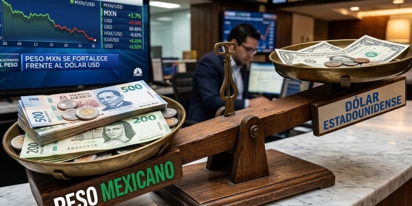 Peso se fortalece y toca los 16.98 por dólar impulsado por el carry trade