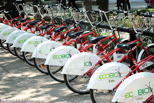 Estación de Ecobici en la Ciudad de México.