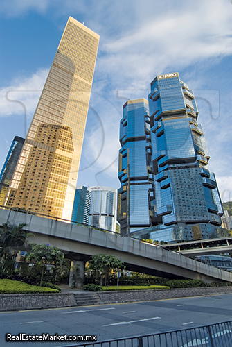 Hong Kong 17 building and blue sky.