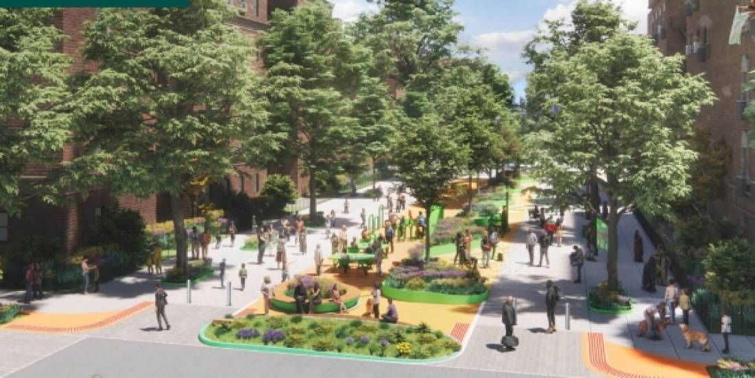 Proponen parque lineal resiliente al clima en la 34th Avenue de Queens