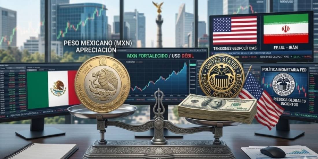 Peso gana terreno, pero enfrenta riesgos por Fed y conflicto con Irán