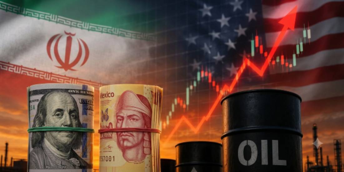 Peso pierde terreno; petróleo se dispara por escalada entre EE.UU. e Irán